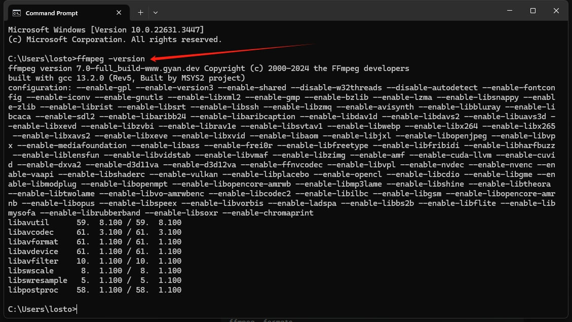 Windows 11 安装 FFmpeg 最新版